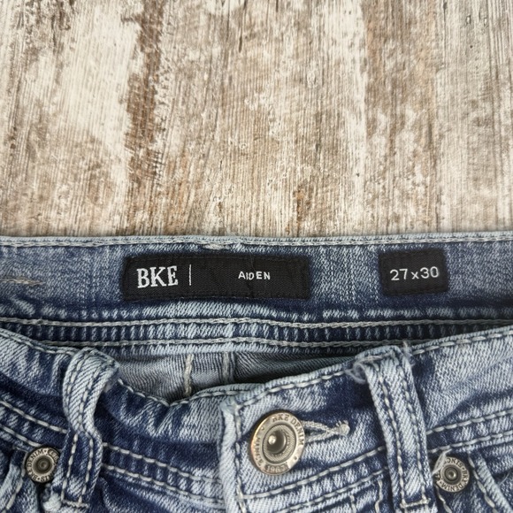 BKE Buckle Aiden‎ Bootcut Jeans Men's 27x30 Blue Stretch Denim Distressed - Picture 5 of 8